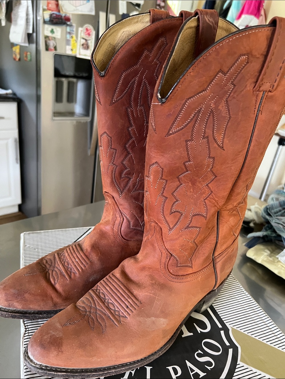Dan Post Burnt Orange Leather Western Cowboy Boots